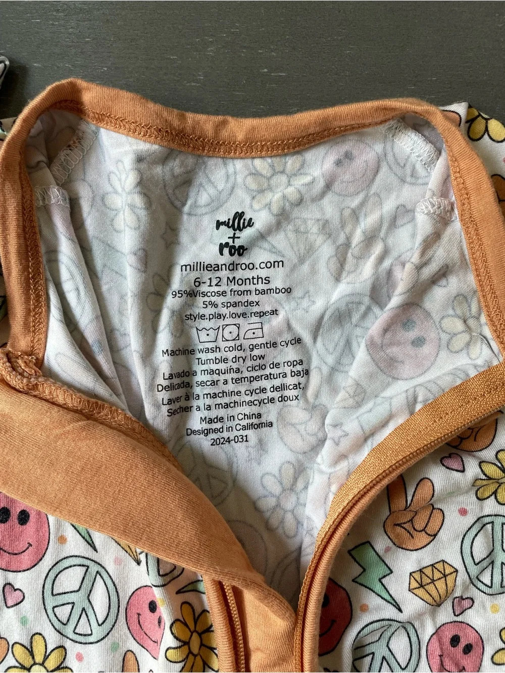 6-12m Millie + Roo Bamboo Zippy in Groovy Summer